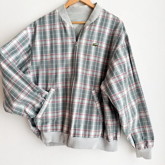 Vintage Lacoste MAde in France Plaid Plain Reversible Bomber Jacket - Picture 9 of 9